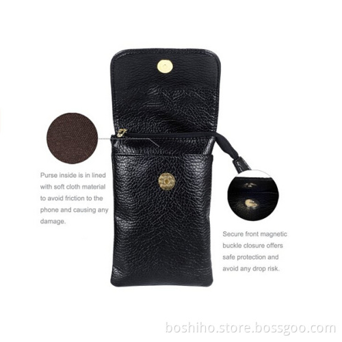 Boshiho full grain leather crossbody cell phone purse